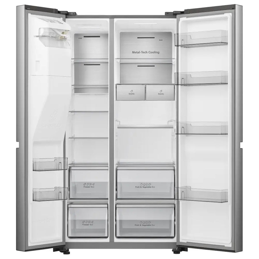 Hisense RS818N4IIE Plumbed Ice&Water American Fridge Freezer - Premium stainless steel