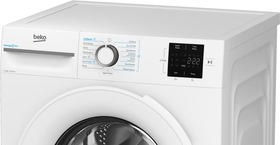 Beko B3W31041W 10kg EnergySpin 1400rpm Washing Machine - White [28-min quick programme]